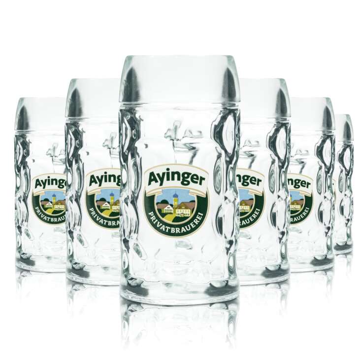 6x Ayinger beer glass 0,3l mug Seidel Humpen glasses Beer Henkel Gastro Brauerei