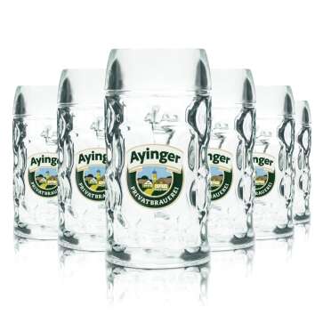 6x Ayinger beer glass 0,3l mug Seidel Humpen glasses Beer...