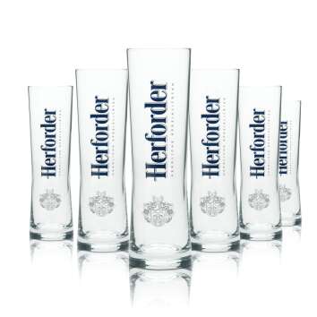 6x Herford Beer Glass 0,2l Stange Cup Mug Pils Glasses...