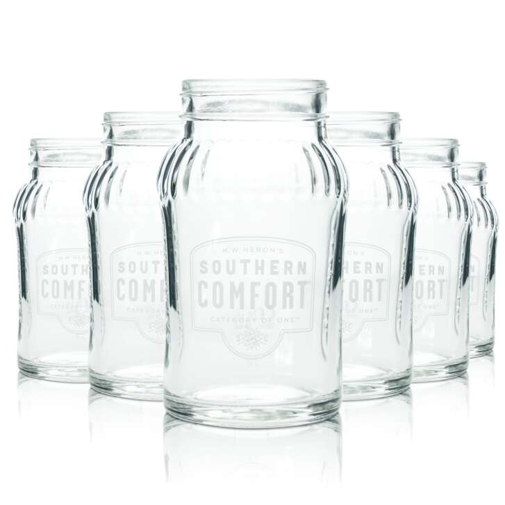6x Southern Comfort Whiskey Glass 0,33l Longdrink Cocktail Glasses Jar Masonry Bar