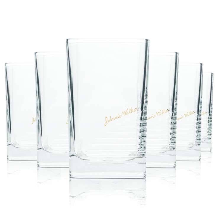 6x Johnnie Walker Whiskey Glass 0.3l Tumbler Relief Contour Glasses Ice Longdrink