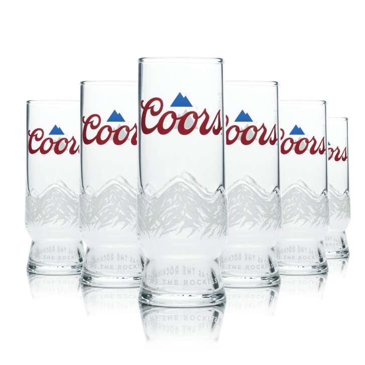 6x Coors Beer Glass 0,25l Goblet Tulip England UK Half Pint Glasses Relief