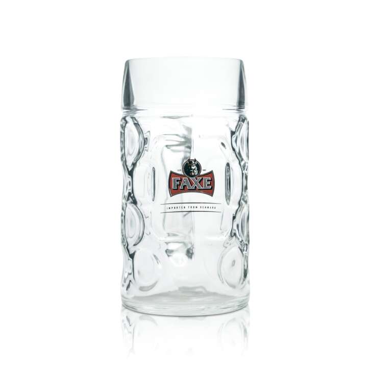Faxe beer glass 1l beer mug contour glasses Seidel Denmark Viking Gastro glass red