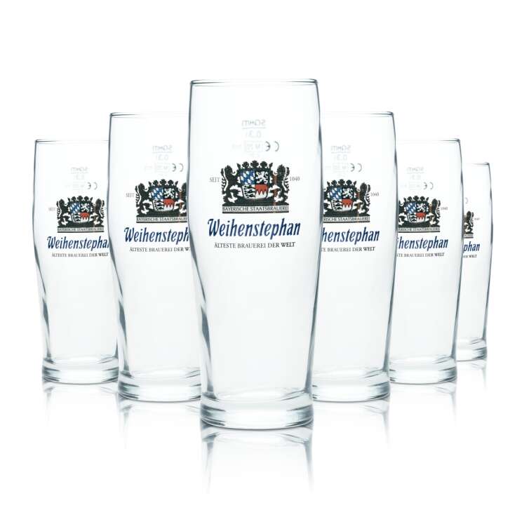6x Weihenstephan beer glass 0,3l mug goblet glasses gastro bar pub Willi Beer