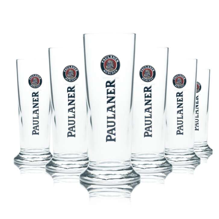 6x Paulaner beer glass 0,1l mini goblet mug wheat beer glasses gastro bar