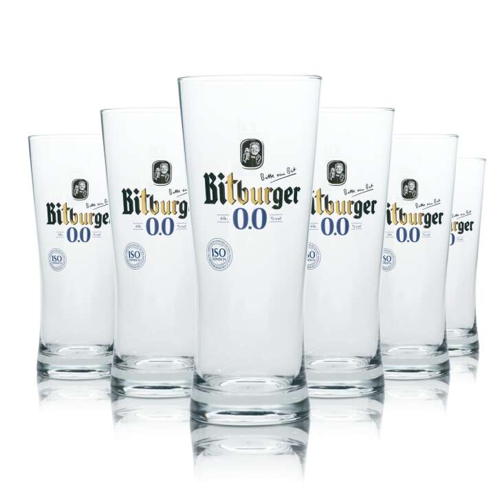 6x Bitburger beer glass 0,3l mug cup tulip glasses non-alcoholic gastro bar