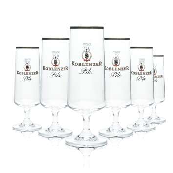 6x Koblenz beer glass 0.2l tulip goblet gold rim glasses...