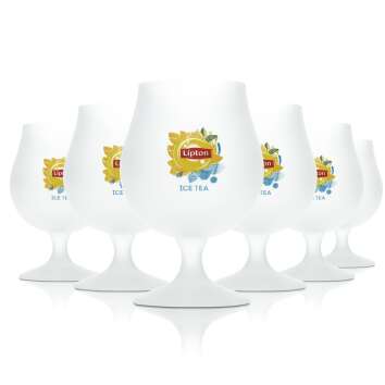 6x Lipton Iced Tea Glass 0,3l Frosted Tulip Goblet...