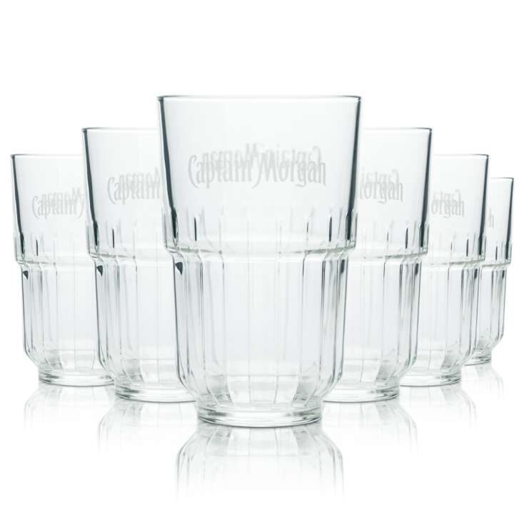 6x Captain Morgan Rum Glass 0,4l Libbey LinQ Tumbler Longdrink Cocktail Contour Glasses