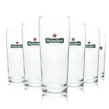 6x Heineken Beer Glass 0,22l Mug Goblet Glasses Gastro...