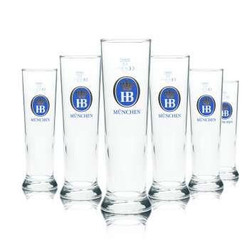 6x HB Munich Beer Glass 0.3 Goblet Tulip Glasses Brewery...