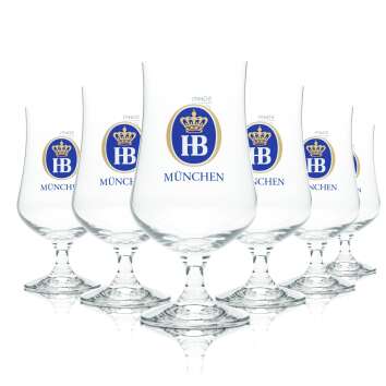 6x HB Munich Beer Glass 0,4l Tulip Goblet Toscana Glasses...