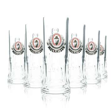 6x Meckatzer Beer Glass 0,5l Tankard Seidel Glasses...