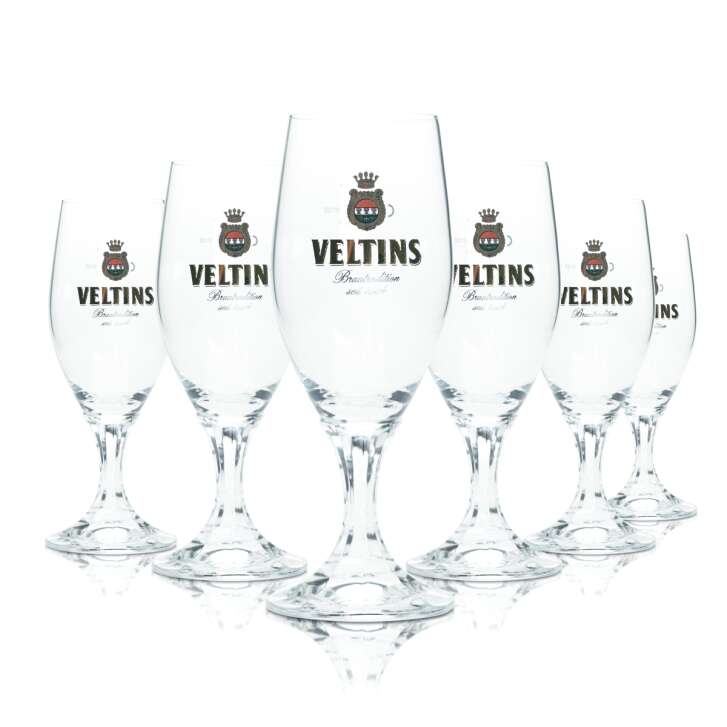 6x Veltins Beer Glass 0,2l Tulip Goblet Glasses Brewery Pils Gastro Bar Beer Cup