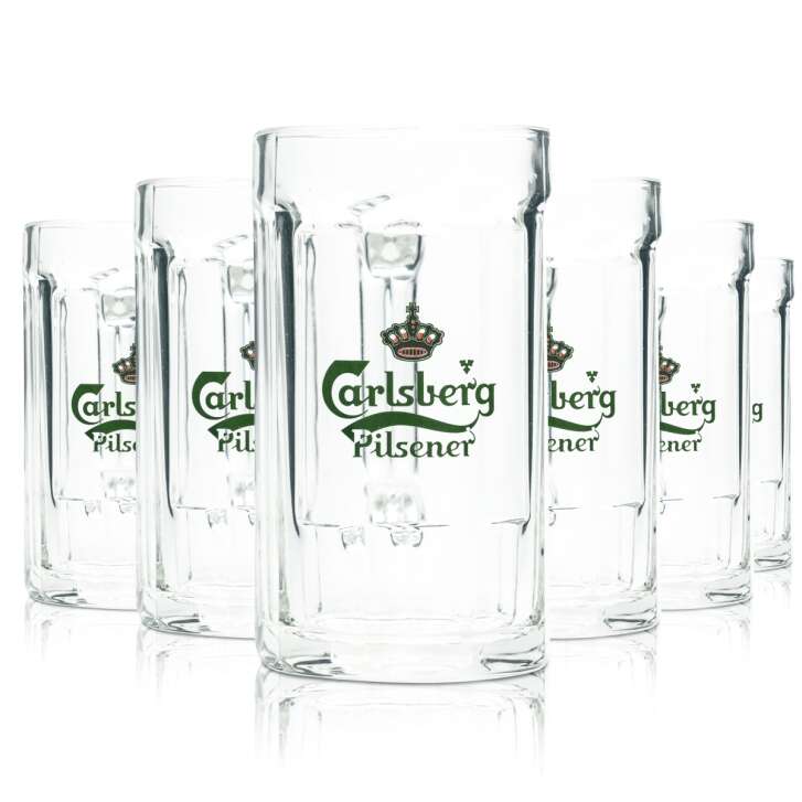 6x Carlsberg Beer Glass 0,25l Tankard Seidel Glasses Danish Lager Gastro Beer