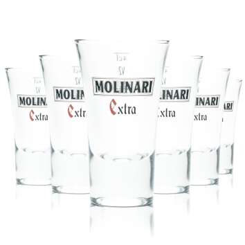 6x Molinari Sambuca Glass 4cl Extra Shot Schnapps Stamper...