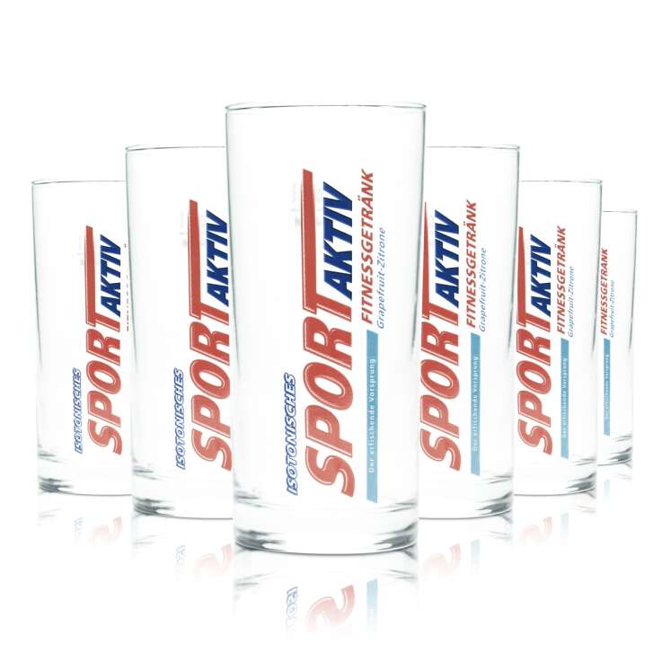 6x Bad Driburger Water Glass 0.2l Tumbler Sport Active Isotonic Glasses Fitness
