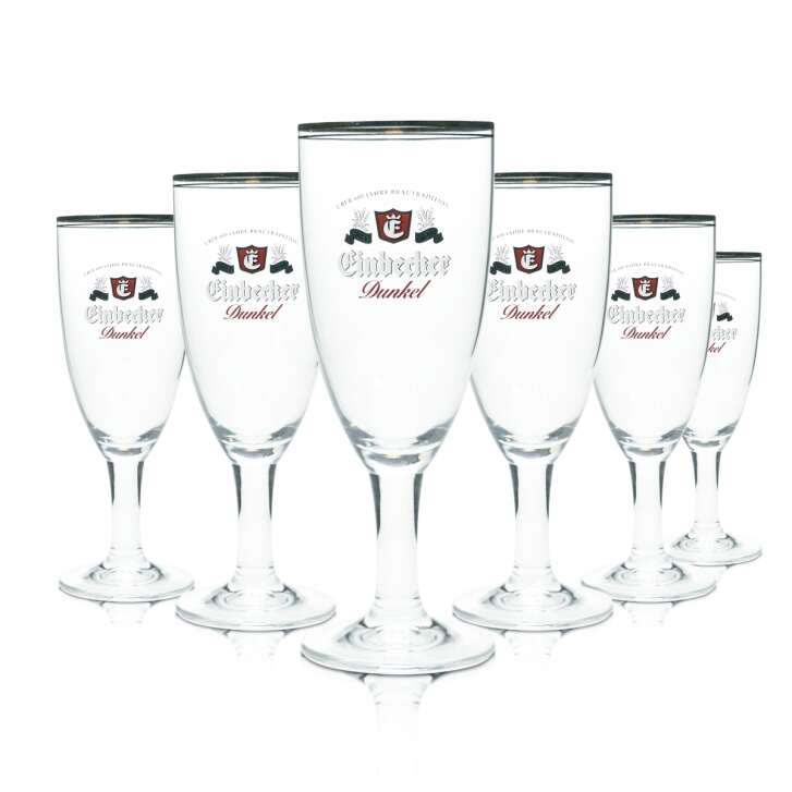 6x Einbecker beer glass 0,4l goblet tulip maredsous gold rim glasses brewery bar