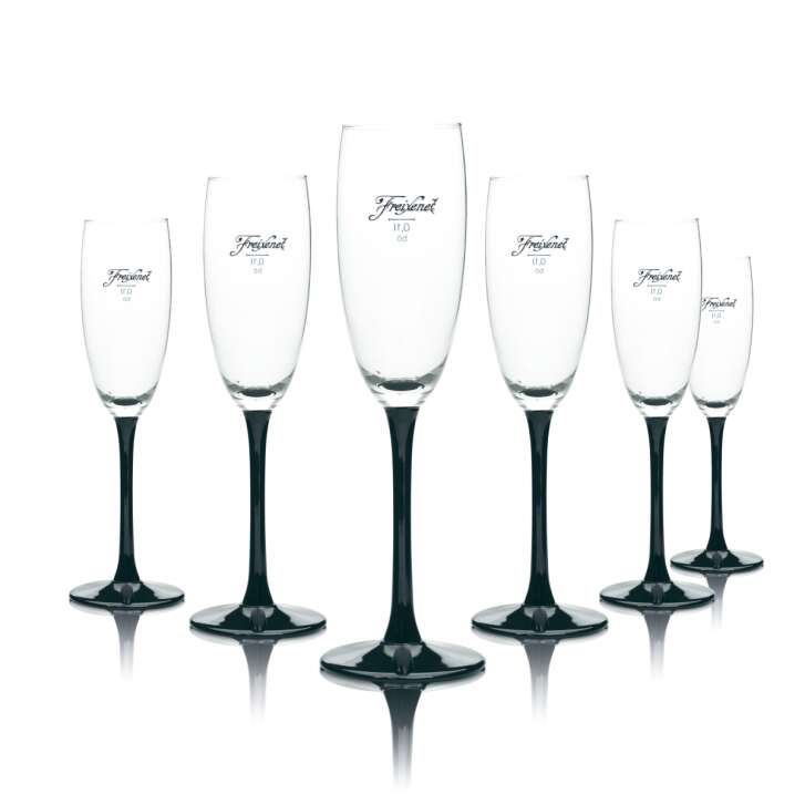 6x Freixenet Sparkling Wine Glass 0,1l Flute Black Glasses Prosecco Champagne Aperitif
