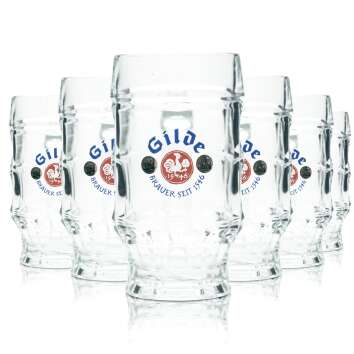6x Gilde Beer Glass 0,2l Tankard Seidel Contour Glasses...