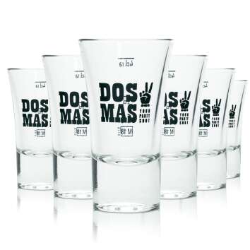 6x Dos Mas Glass 4cl Shot Short Stamper Glasses Gastro...