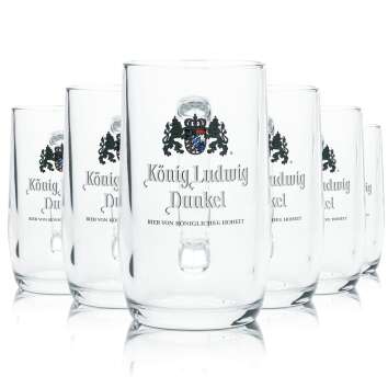 6x King Ludwig Beer Glass 0.3l Tankard Dark Tankard...