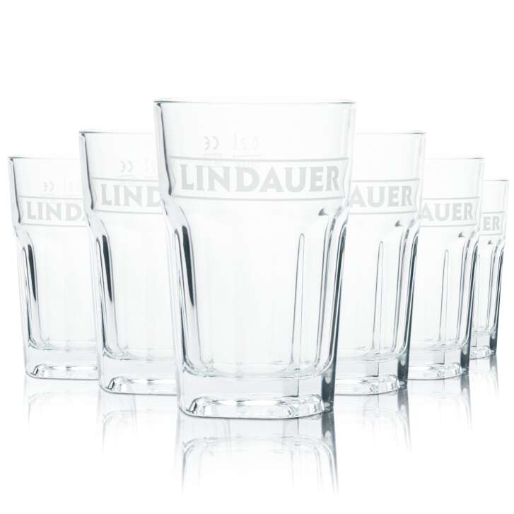 6x Lindauer juice glass 0,2l longdrink mug water soda mineral glasses Bodensee