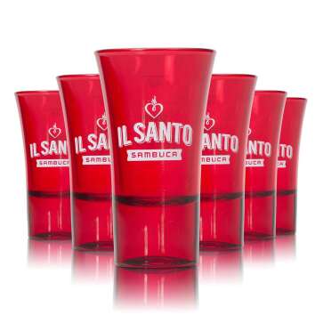 6x Il Santo Sambuca glass shot glass red 4cl