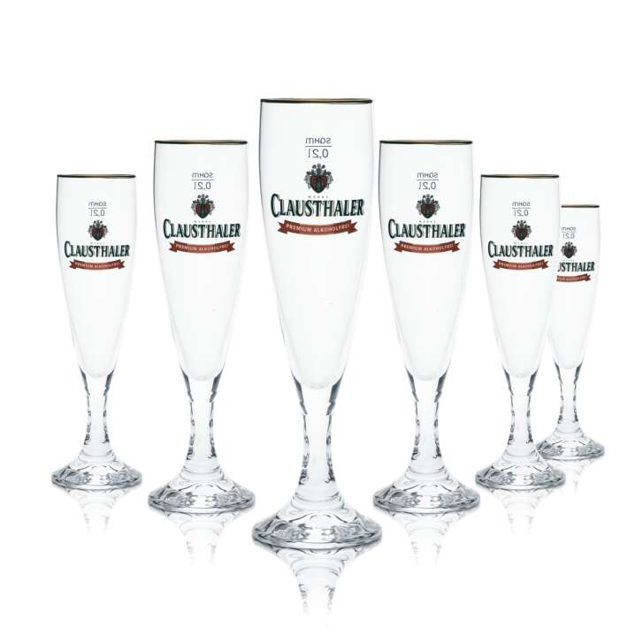6x Clausthaler glass 0,2l goblet tulip non-alcoholic glasses beer brewery gastro bar