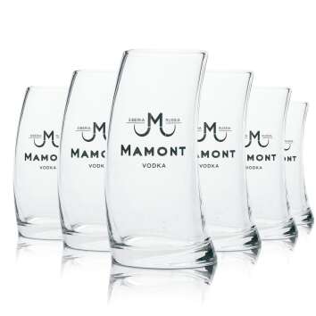 6x Mamont Vodka Glass 0,1l Curved Stamper Short Shot...