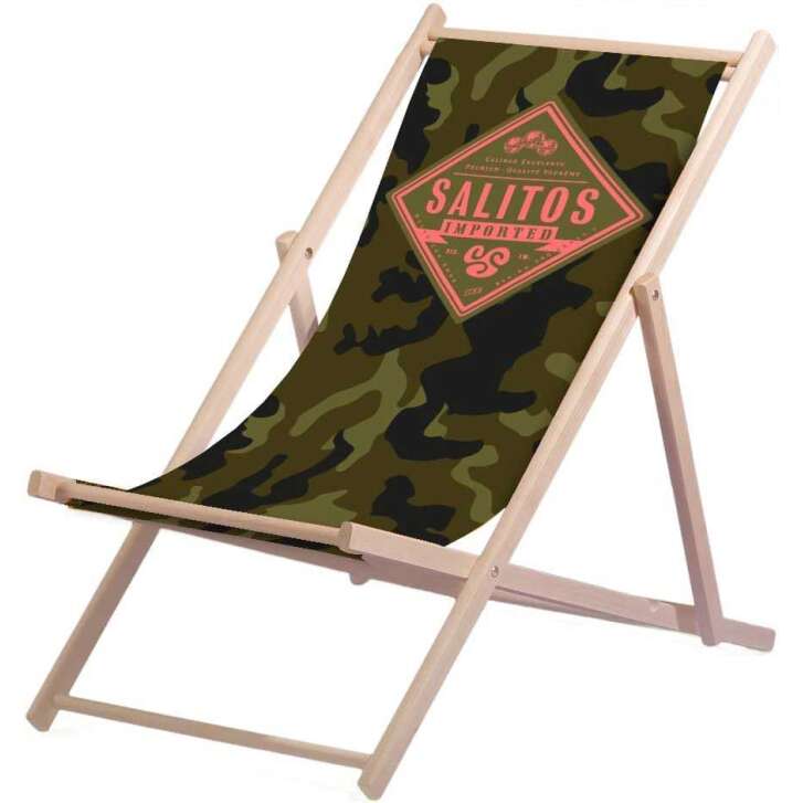 1 Salitos beer deck chair "Camouflage" made of beech wood (FSC) Height-adjustable/foldable Load capacity up to 95 KG new