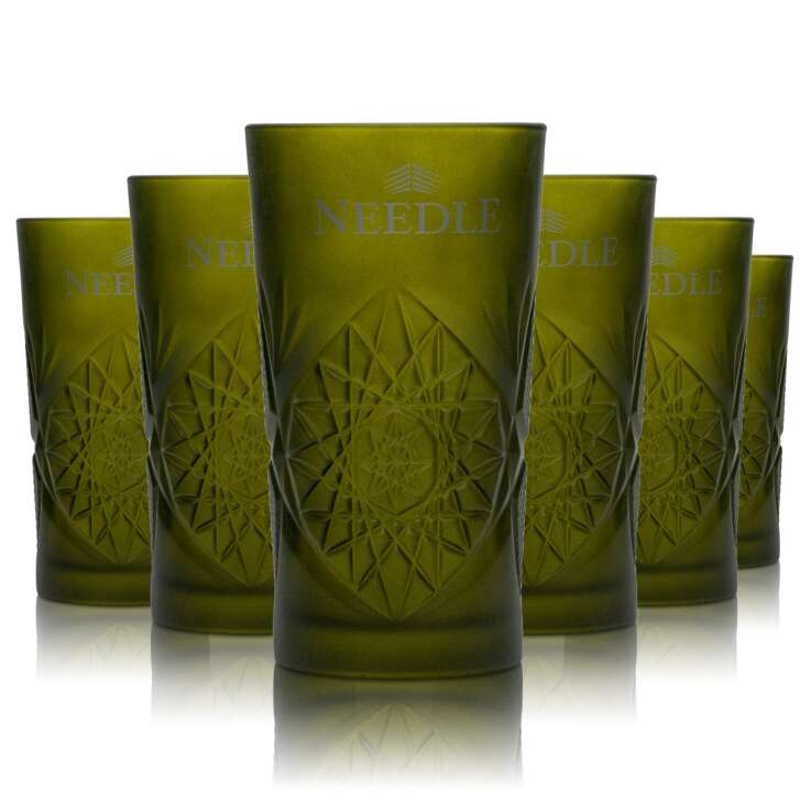 6x Needle Gin Longdrink Glass 0,3l Masterpiece Frosted-Green Tumbler Glasses Tonic