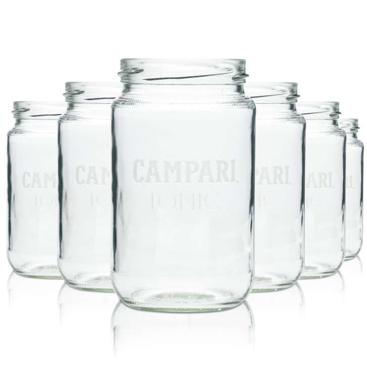 6x Campari Glass Jar 0.3l Tonic Longdrink Cocktail Preserving Glasses Spritz Gastro