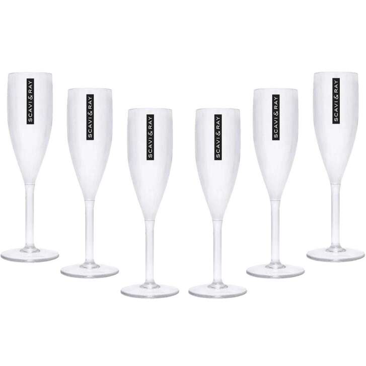 6x Scavi & Ray sparkling wine plastic glass 0.1l flute prosecco champagne glasses acrylic