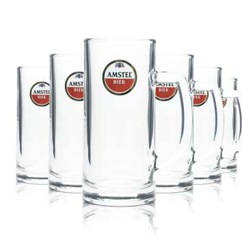 6x Amstel glass 0,5l pitcher jug jar glasses beer gastro...