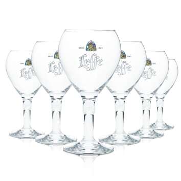 6x Leffe glass 0.5l goblet tulip design stemmed beer...